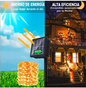 Luces Navideñas con Panel Solar (20 METROS/200 LUCES)